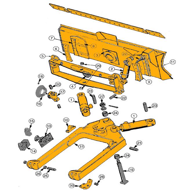 Case 450, 450B, 450C Dozer Blade Parts - Diagram Available