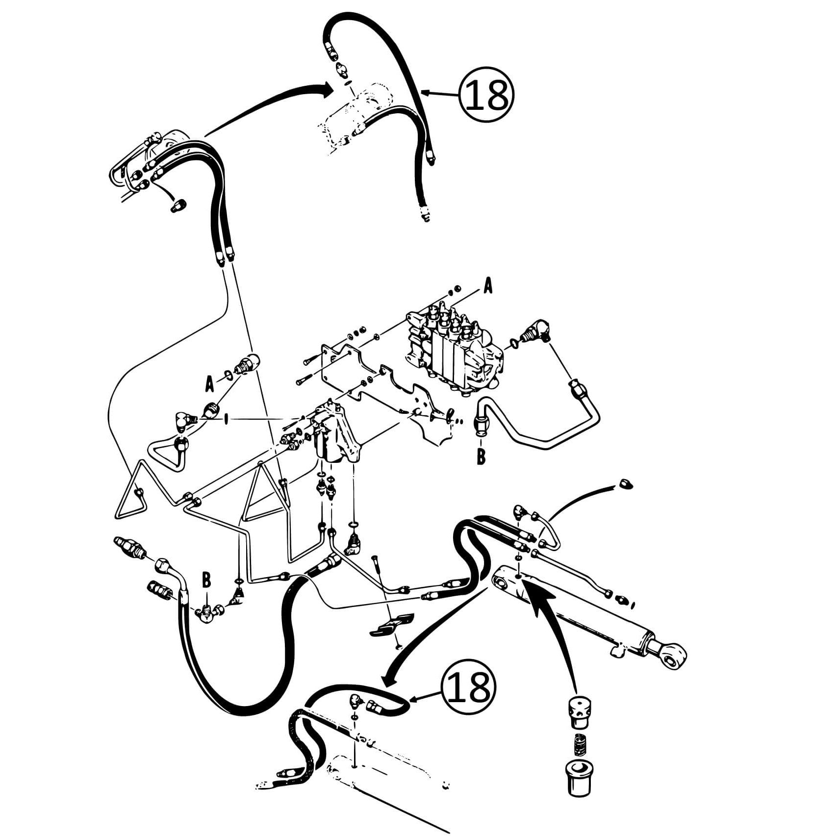 Case 580D & 580SD Hose To Outrigger Cylinder 3 | HW Part Store