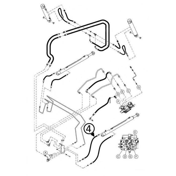 Bobcat S510 Hose - to R/H Loader Lift Cylinder - Bore End -