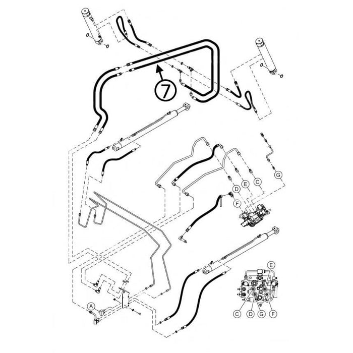 Bobcat S510 Hose - Along Lift Arm - In Loader Bucket Tilt Circuit - Rod Ends -