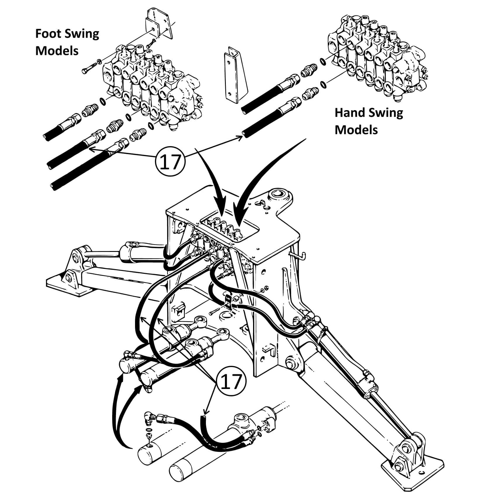 Case 480C Backhoe Valve to Swing Cylinders Hose | HW Part Store