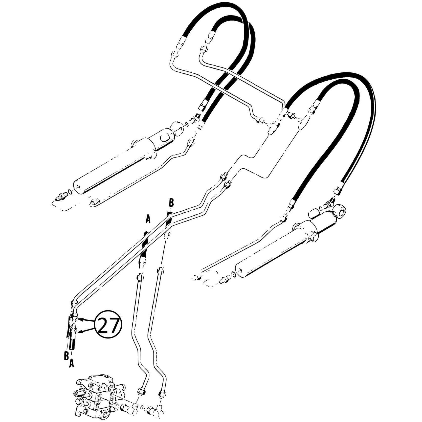 Case 580SK Hose At Arm Pivot to Tilt Cylinder Lines | HW Part Store