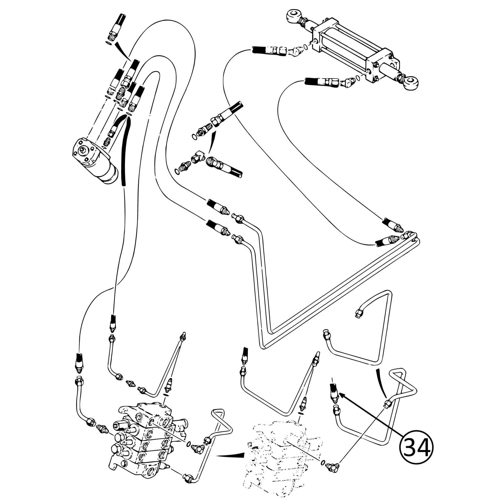 Case 580SK Hose Loader Valve to Steering Valve 2 | HW Part Store