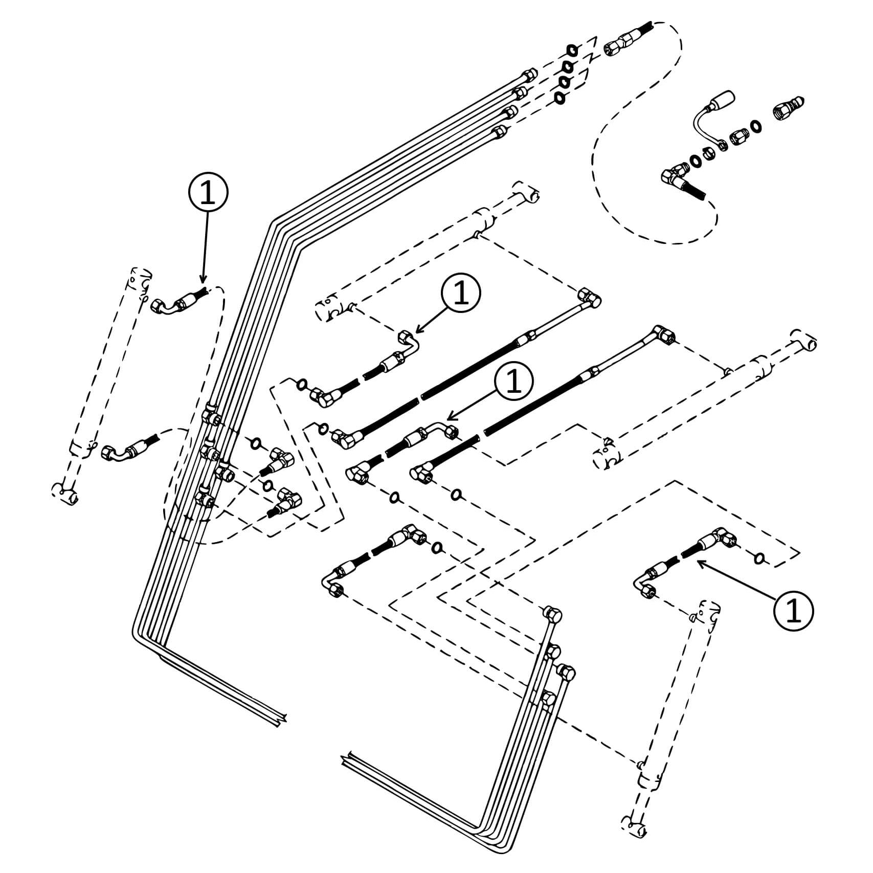 John Deere 300, 300X, 300CX Cylinder Hydraulic Hose HW Part Store