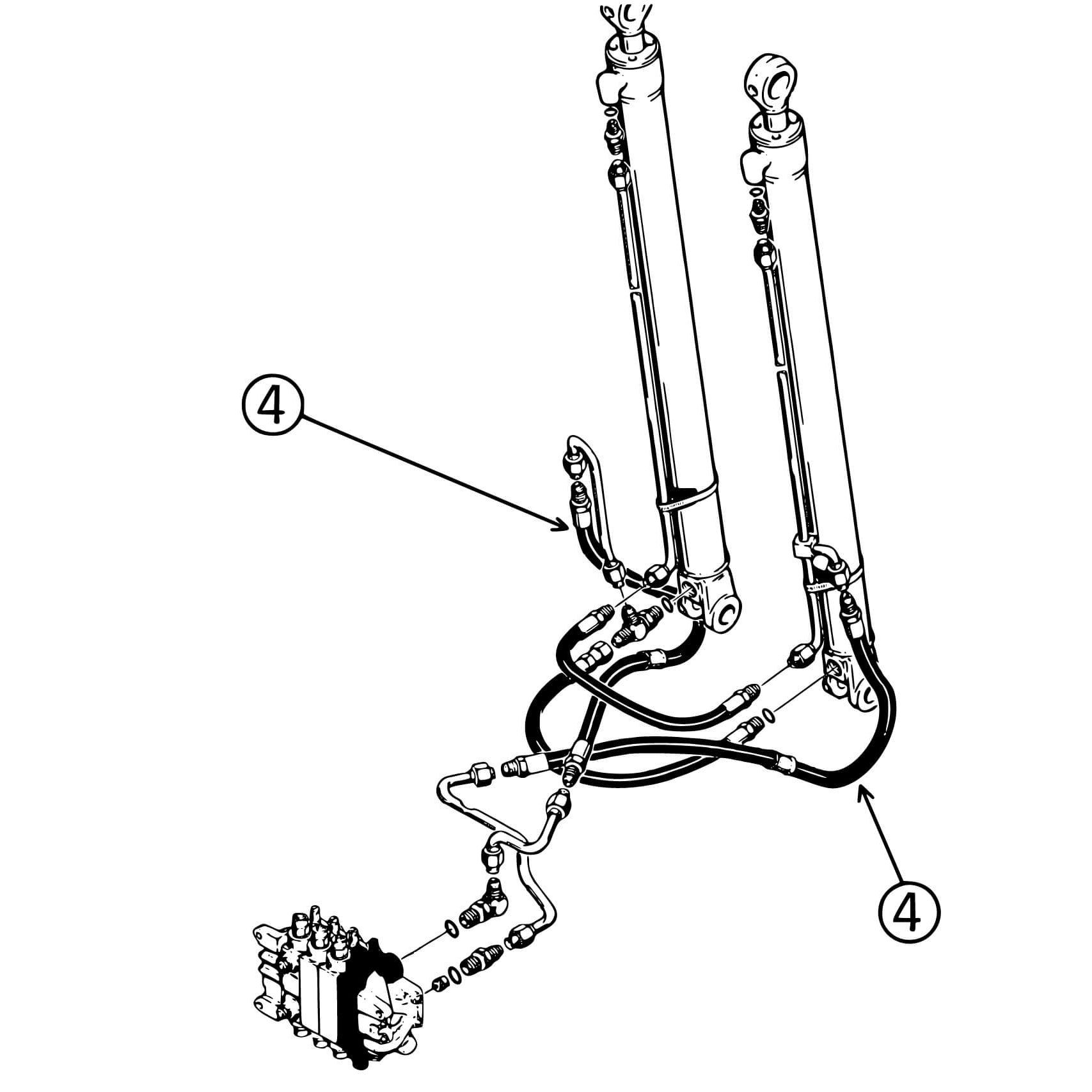 Case 580C Hose - to Boom Cylinder - s/n: 5356938 - Up - #4