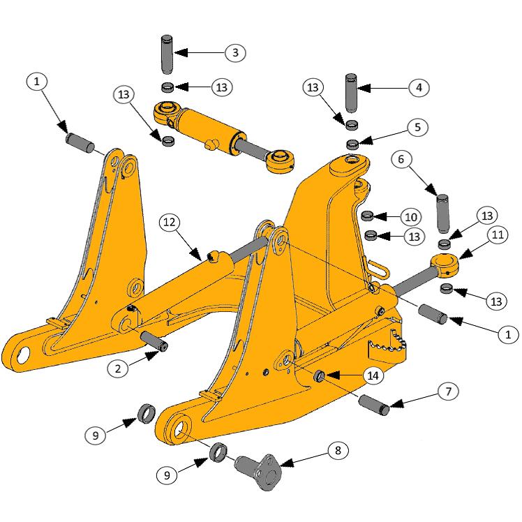 Case 650G, 650H, 750H, 850G, 850H Dozer Blade Pins & Bushings | HW Part Store