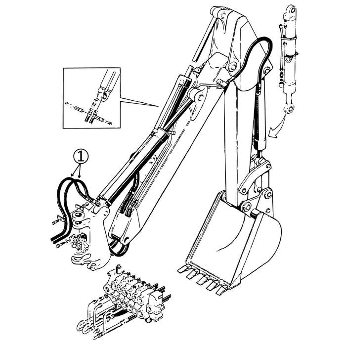 Case 580CK Hose - Valve to Boom Cylinder -