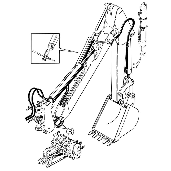 Case 580CK Hose - Valve to Bucket Cylinder Lines s/n: Up to 4157851 -