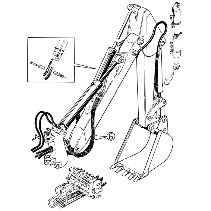 Case 580CK Hose - Manifold to Bucket Cylinder Lines s/n: 4157852-Up -