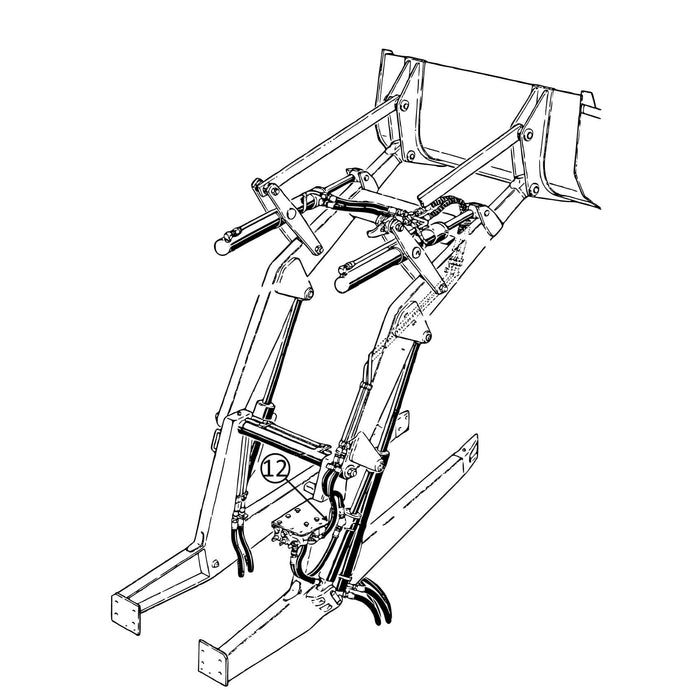 Case 580CK Hose - Valve to Loader Tilt Cylinder Line - Bore End -