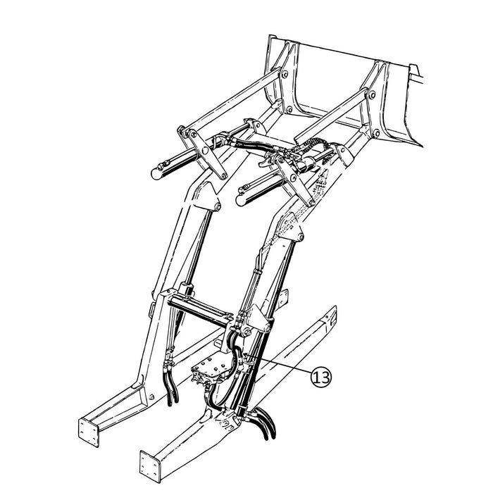 Case 580CK Hose - Hydra-Leveling Cylinder to Tilt Cylinder Lines - Rod End -