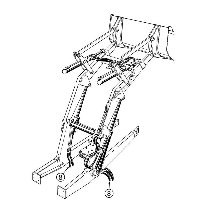 Case 580CK Hose - to Loader Lift Cylinders - Bore End Circuit -