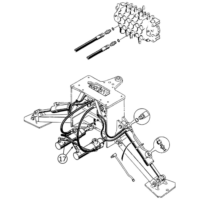 Case 580CK Hose - Crossover - Between Swing Cylinders -