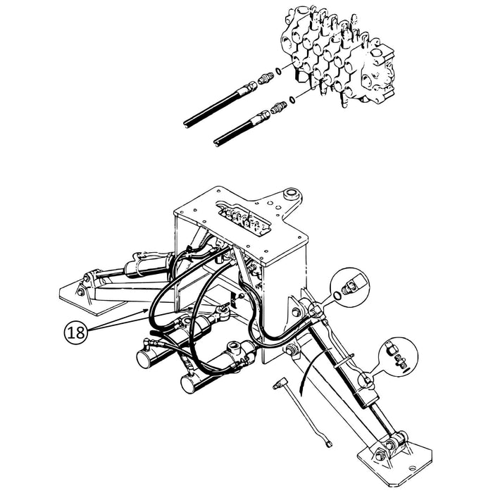 Case 580CK Hose - Valve to Swing Cylinders - Rod End -