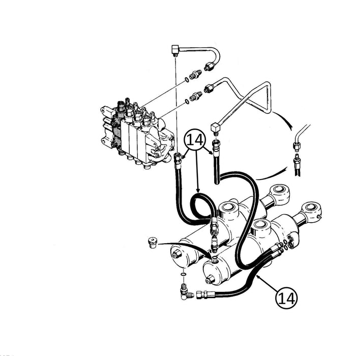 Case 580D & 580SD Hose - to Backhoe Swing Cylinders -