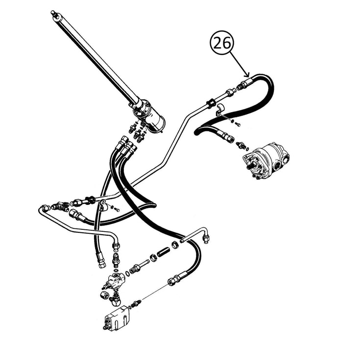 Case 580D & 580SD Hose - From Pump to Steering Control Valve -