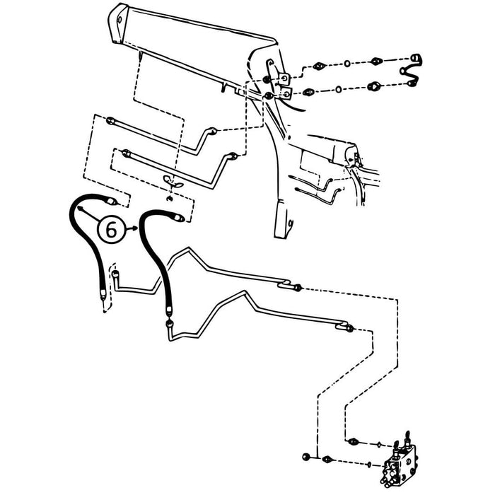Bobcat 763, 763C, 763F, & 763G Hose - At Arm Pivot - In Aux Circuit -