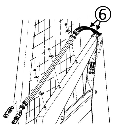Bobcat 974 & 975 Hose - At Arm Pivot - In Auxiliary Circuit -