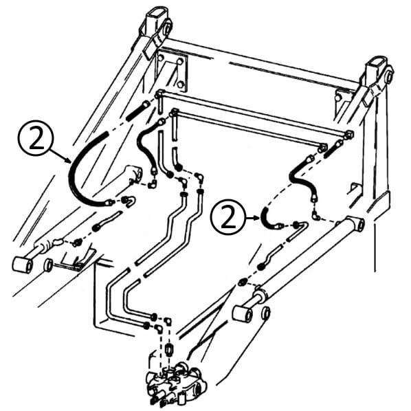 Bobcat 444M & 500 Hose - to Loader Lift Cylinders - Rod End -