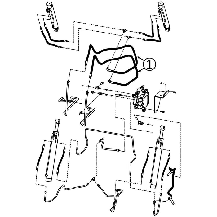 Bobcat S250, S300, & S330 Hose - Along Lift Arm - to Loader Bucket Tilt Cylinders -