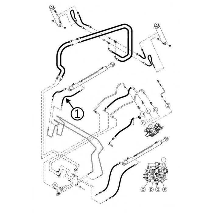 Bobcat S510 Hose - to L/H Loader Lift Cylinder - Rod End -