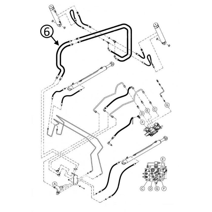 Bobcat S510 Hose - At Arm Pivot - In Loader Bucket Tilt Circuit - Bore Ends -