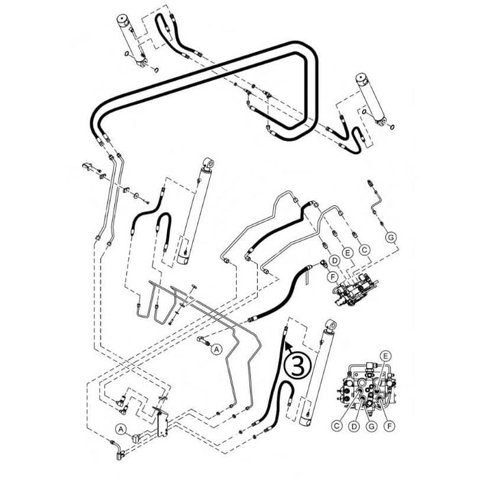 Bobcat S550 Hose - to R/H Loader Lift Cylinder - Rod End -