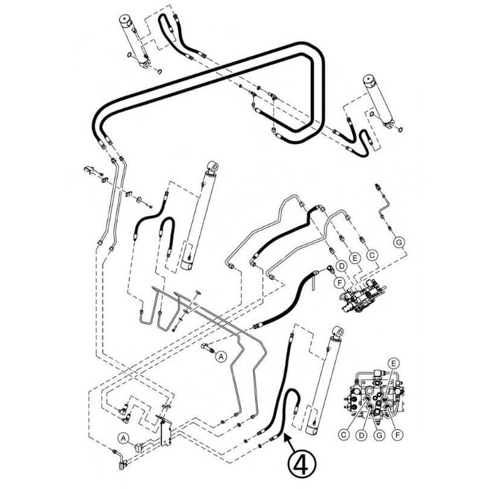 Bobcat S550 Hose - to R/H Loader Lift Cylinder - Bore End -