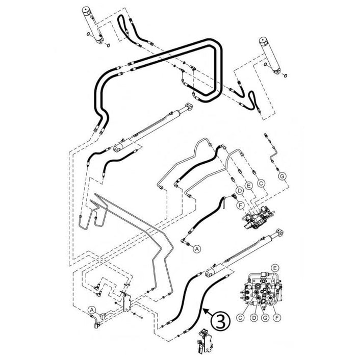 Bobcat S550 Hose - to R/H Loader Lift Cylinder - Rod End -