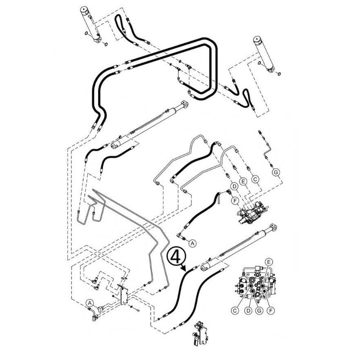 Bobcat S550 Hose - to R/H Loader Lift Cylinder - Bore End -