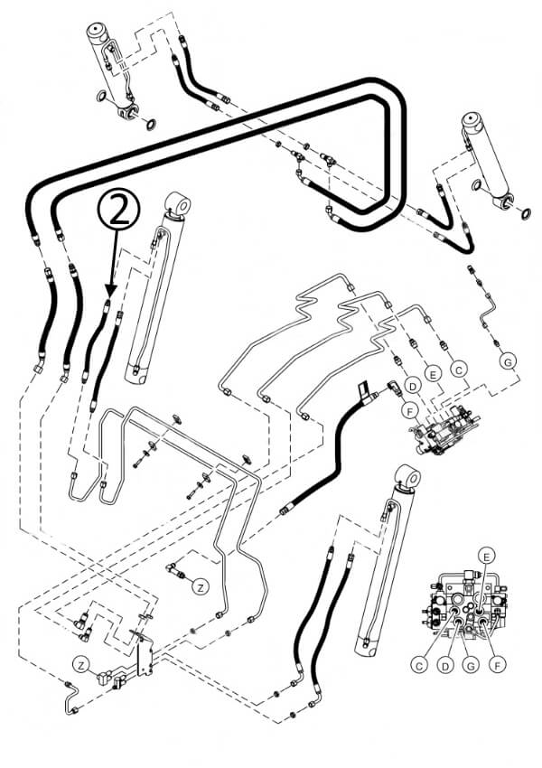 Bobcat S850 Hose - to L/H Loader Lift Cylinder - Bore End -