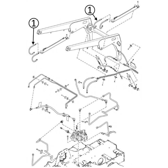 Bobcat T110 Hose - to Loader Lift Cylinders - Rod Ends -