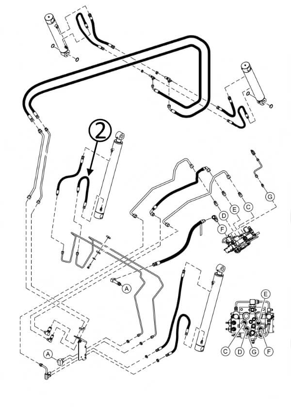 Bobcat T550 Hose - to L/H Loader Lift Cylinder - Bore End -