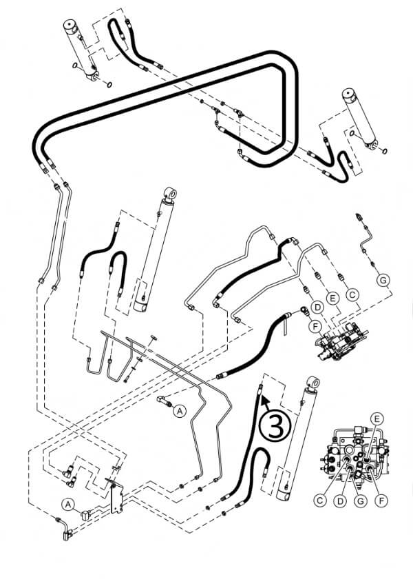 Bobcat T550 Hose - to R/H Loader Lift Cylinder - Rod End -