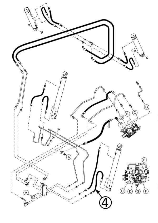 Bobcat T550 Hose - to R/H Loader Lift Cylinder - Bore End -