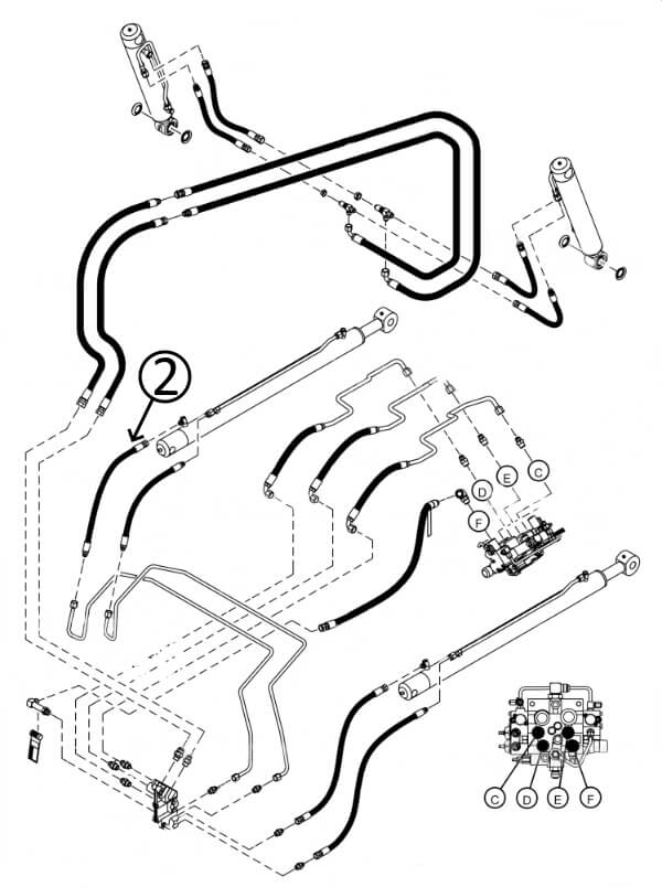 Bobcat T630 Hose - to L/H Loader Lift Cylinder - Bore End -