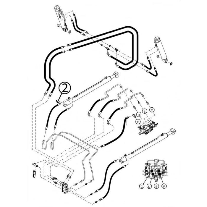Bobcat T630 Hose - to L/H Loader Lift Cylinder - Bore End -