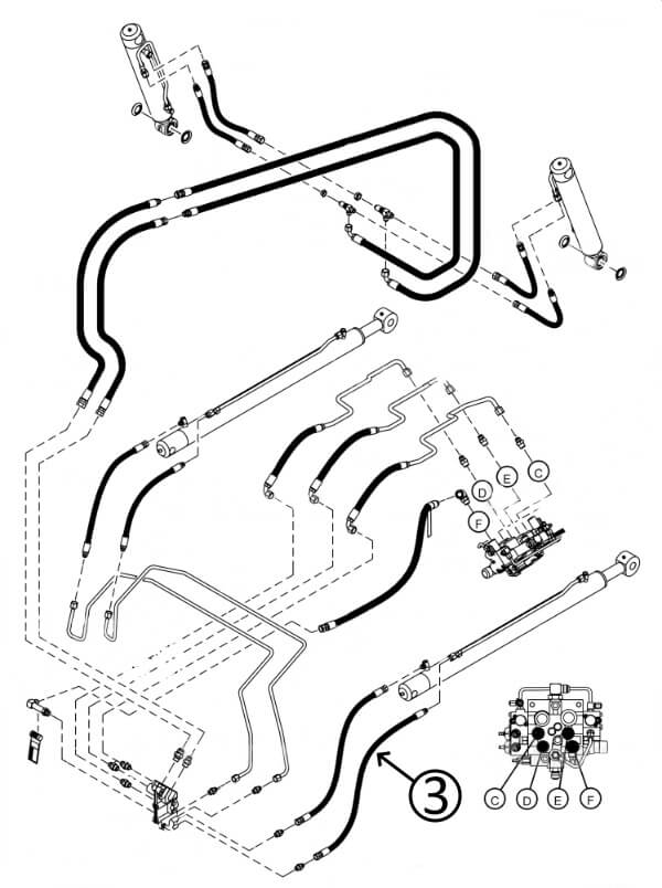 Bobcat T630 Hose - to R/H Loader Lift Cylinder - Rod End -