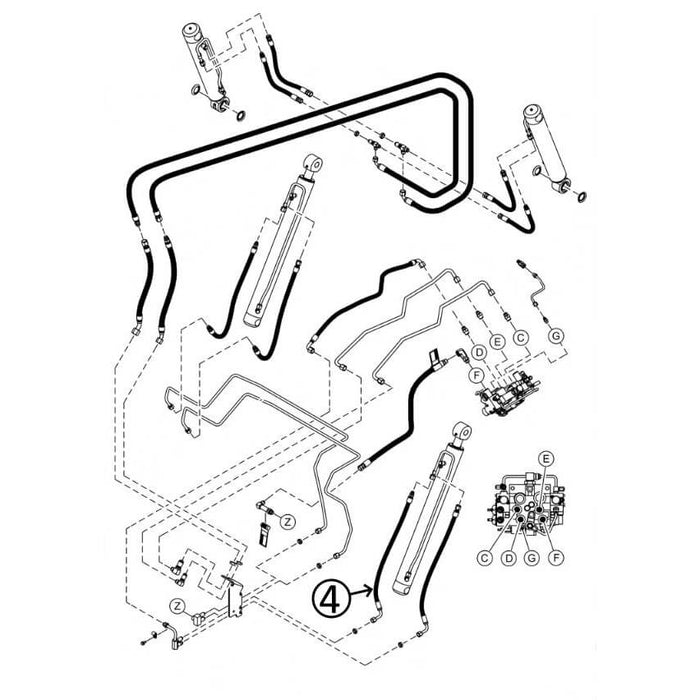 Bobcat T870 Hose - to R/H Loader Lift Cylinder - Bore End -