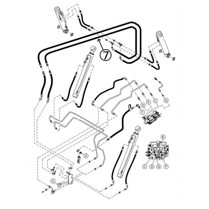 Bobcat T870 Hose - Along Arm towards Bucket Tilt Cylinders - Rod Ends -