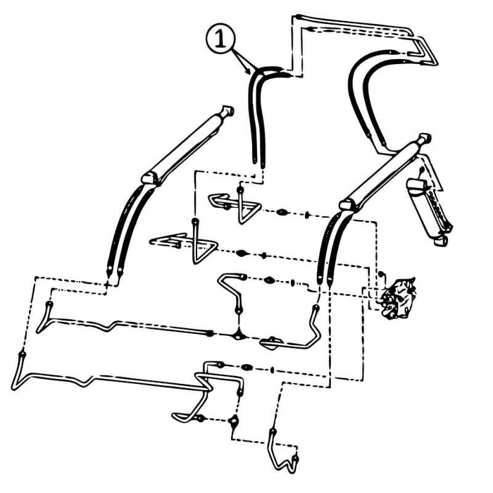 Bobcat 641, 642, 643, & 645 Hose - At Pivot to Loader Tilt Cylinder -