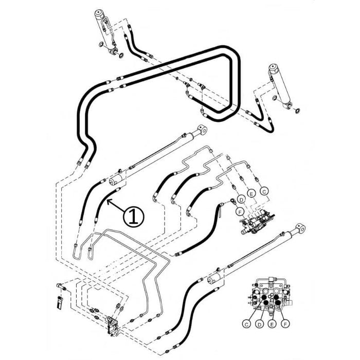 Bobcat T630 Hose - to L/H Loader Lift Cylinder - Rod End -