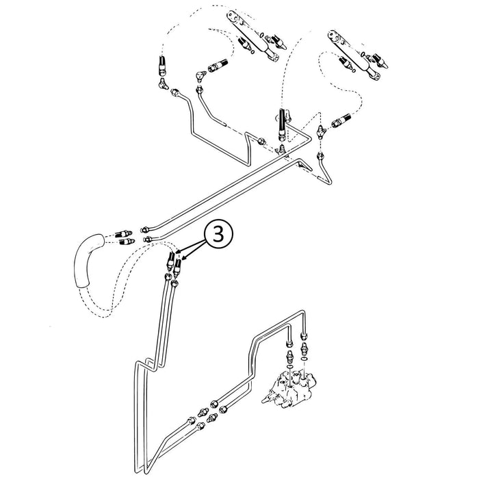 Case 1825 Hose - At Pivot - In Loader Bucket Tilt Circuit -