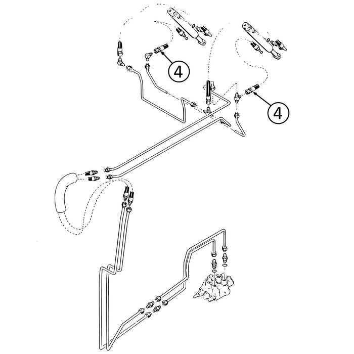 Case 1825B Hose - to Loader Bucket Tilt Cylinders - Rod Ends -