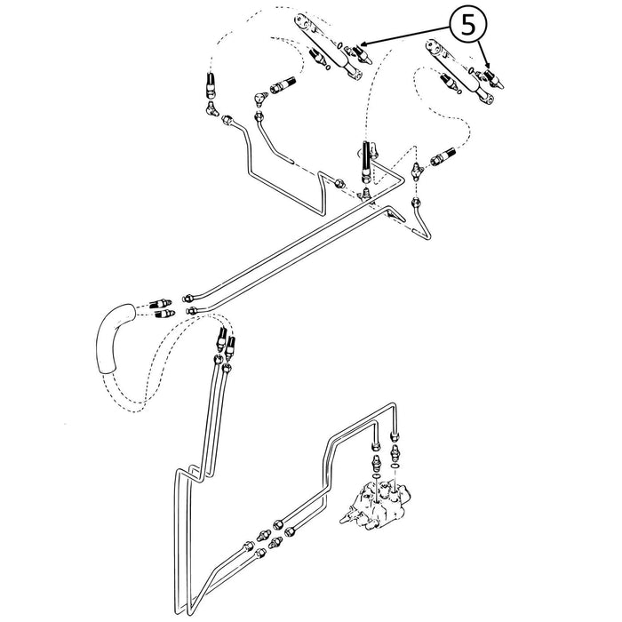 Case 1825B Hose - to Loader Bucket Tilt Cylinders - Bore Ends -