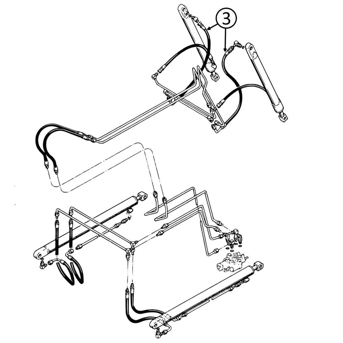 Case 1830 Hose - to Loader Bucket Tilt Cylinders - Bore Ends -