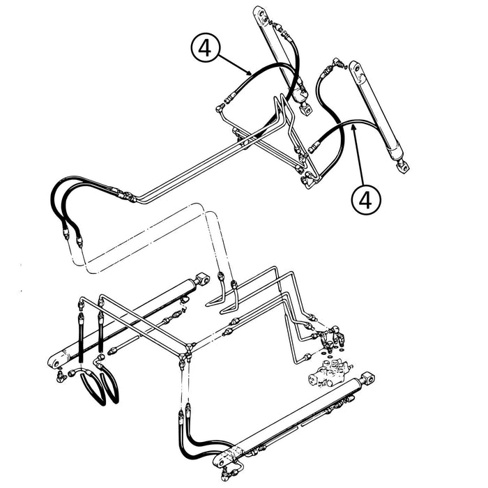 Case 1830 Hose - to Loader Bucket Tilt Cylinders - Rod Ends -