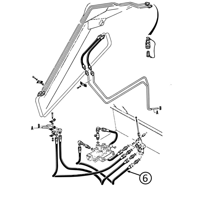 Case 1835 Hose - Loader Valve to Auxiliary Valve -