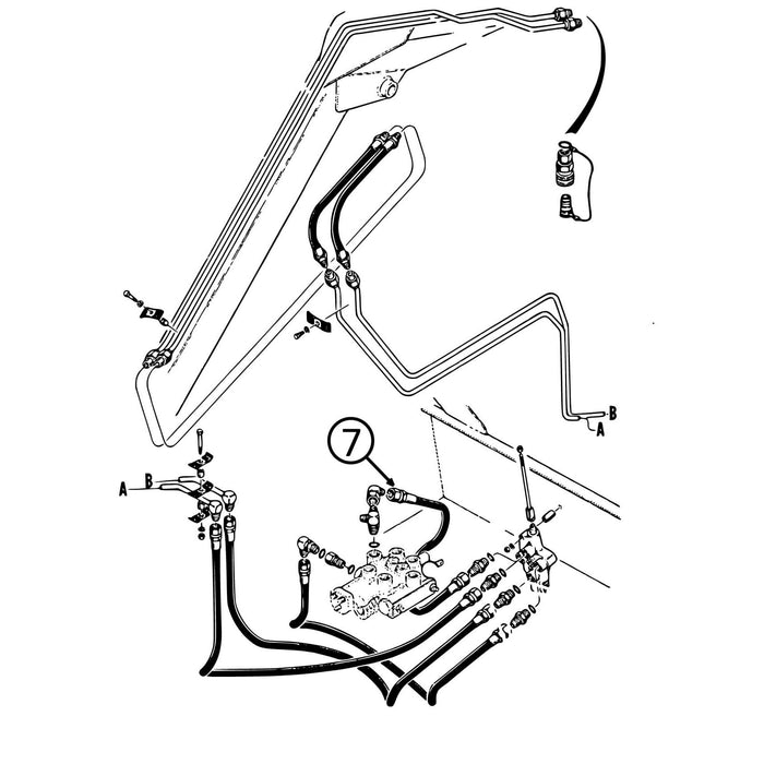 Case 1835 Hose - Return, Loader Valve to Auxiliary Valve -