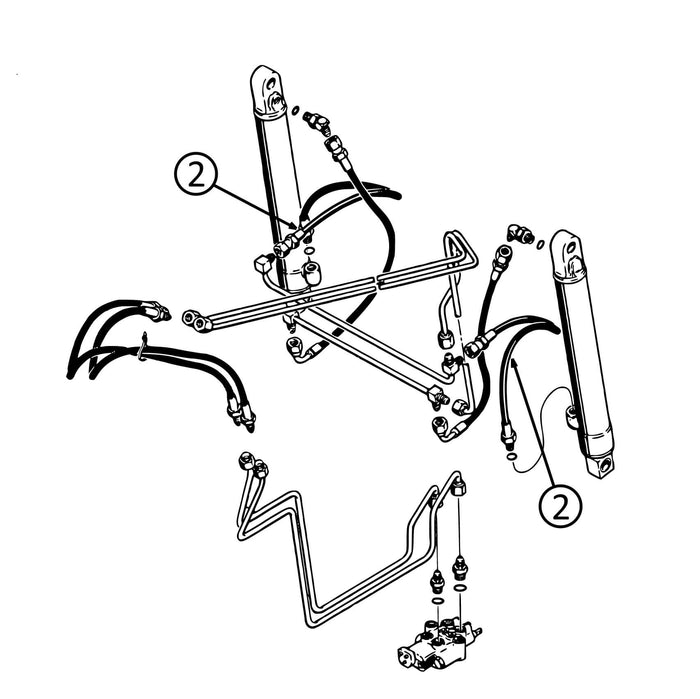 Case 1835 Hose - to Loader Bucket Tilt Cylinders - Rod Ends -